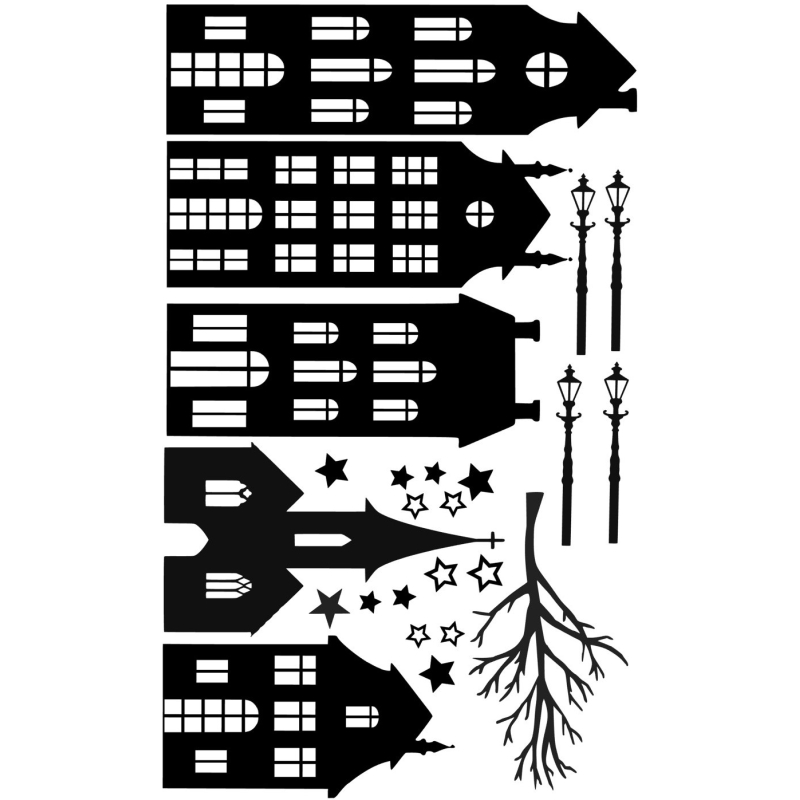 Kerst raamstickers extra huisjes (kerststraat)